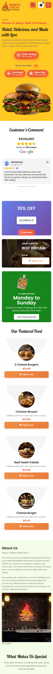 Jimmy’s Halal Fried Chicken - Mobile View