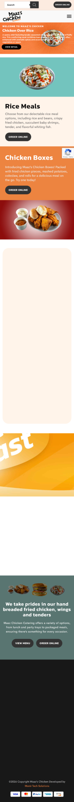 Maaz’s Chicken – Restaurant Menu Website Redesign - Mobile View